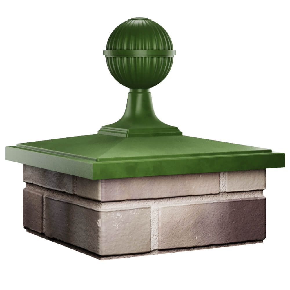 Колпак Zking БонаМоно Зеленый с шаром на столб 1.5х1.5 кирпича (385х385, 400х400мм) в сборе в Сертолово фото