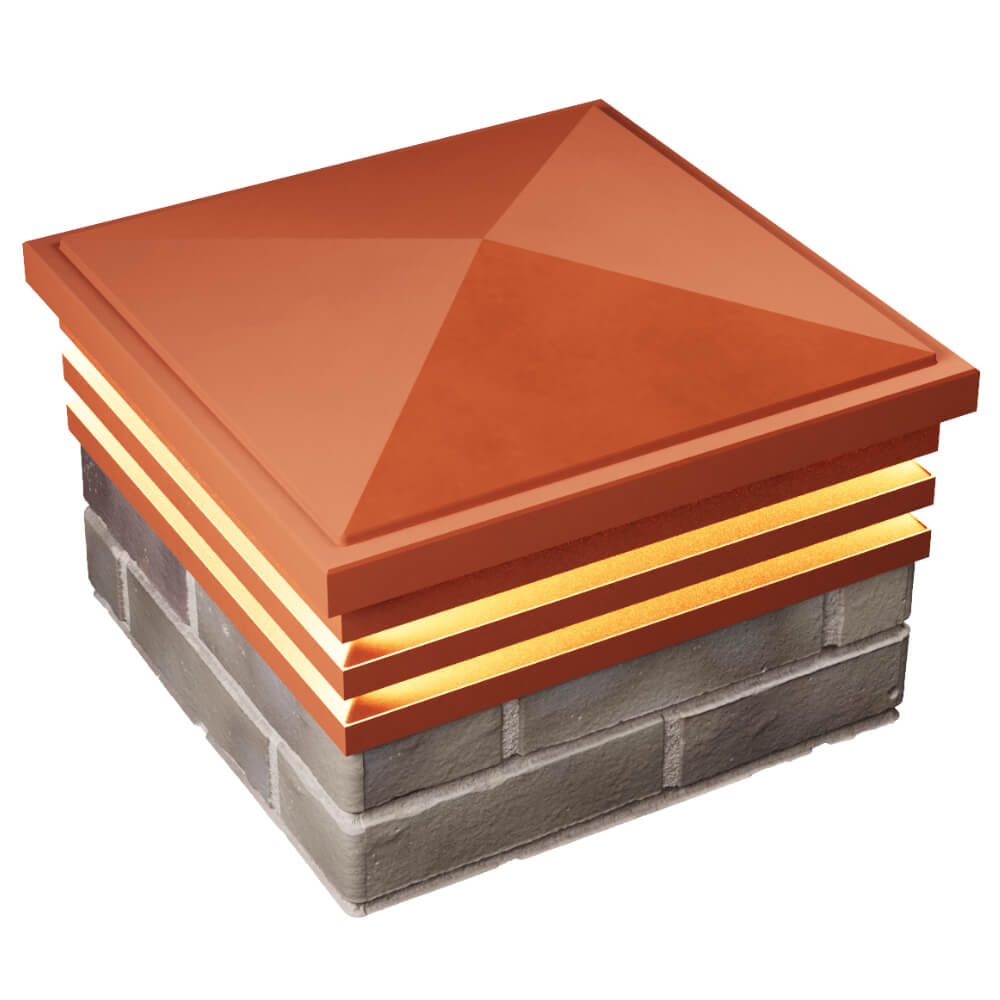 Колпак Zking Бона ХайТек Красный на столб 1.5х1.5 кирпича (385х385мм) с подсветкой в Сертолово фото