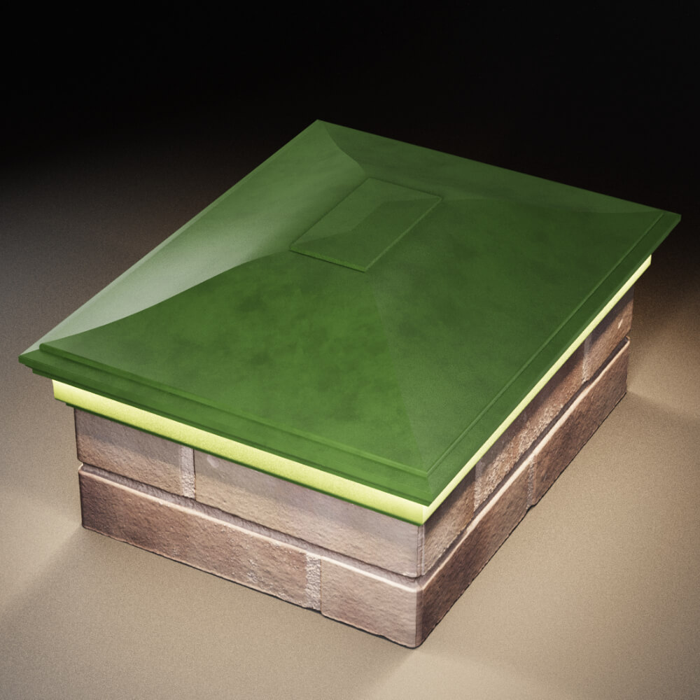 Колпак Zking Монблан Зеленый на столб 2х1.5 кирпича (515х385мм) c подсветкой в Сертолово фото