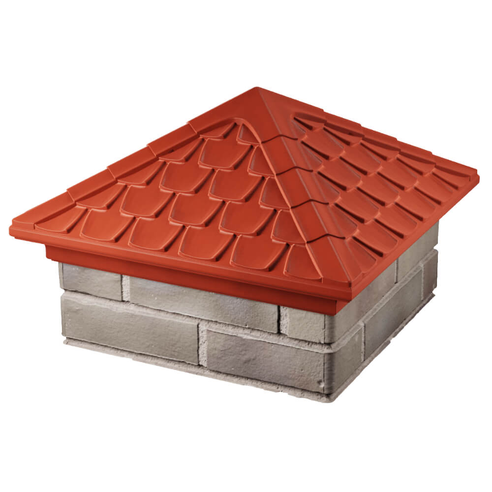 Колпак Zking Эльбрус Красный на столб 1.5х1.5 кирпича (385х385мм) в Сертолово фото