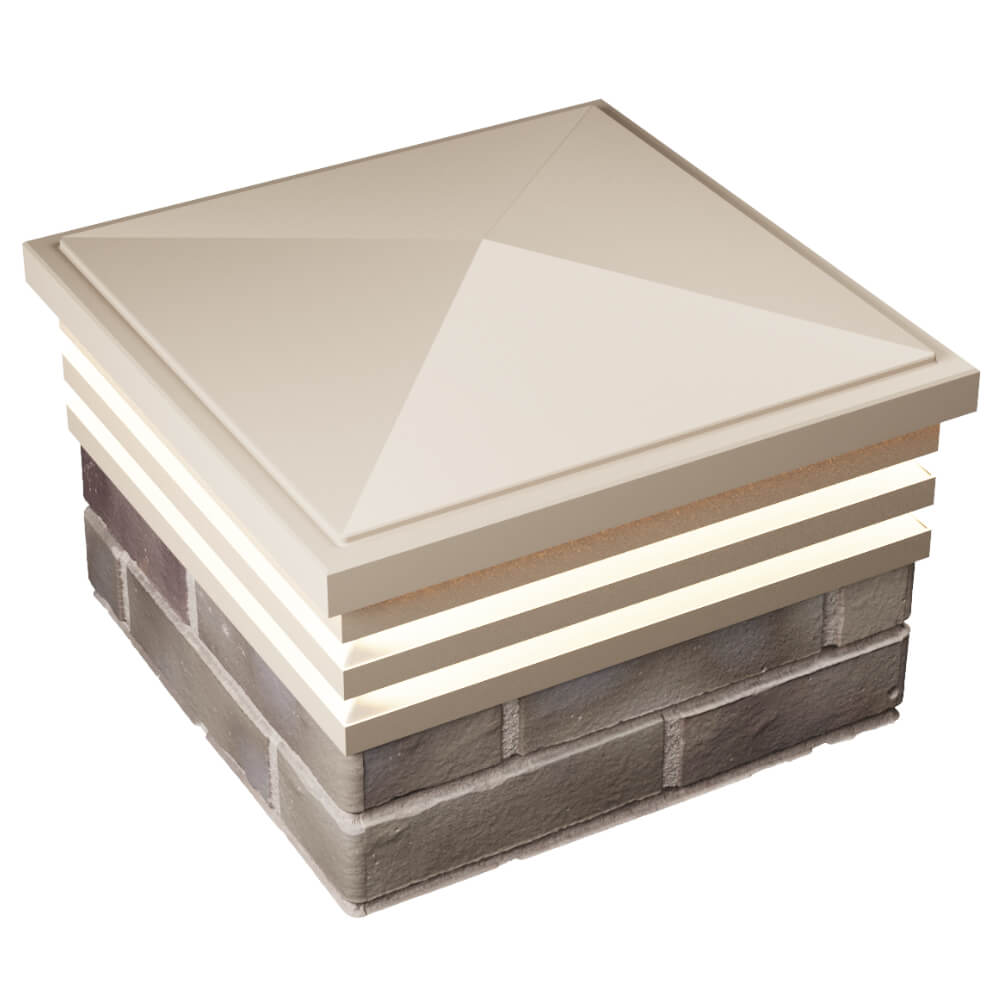 Колпак Zking Бона ХайТек Бежевый на столб 1.5х1.5 кирпича (385х385мм) с подсветкой в Сертолово фото