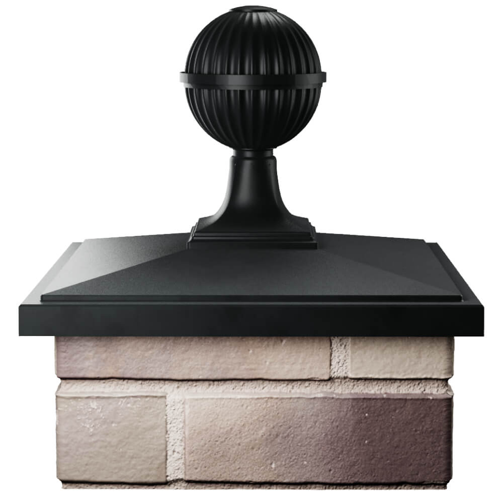 Колпак Zking БонаМоно Черный с шаром на столб 1.5х1.5 кирпича (385х385, 400х400мм) в сборе Сертолово фото