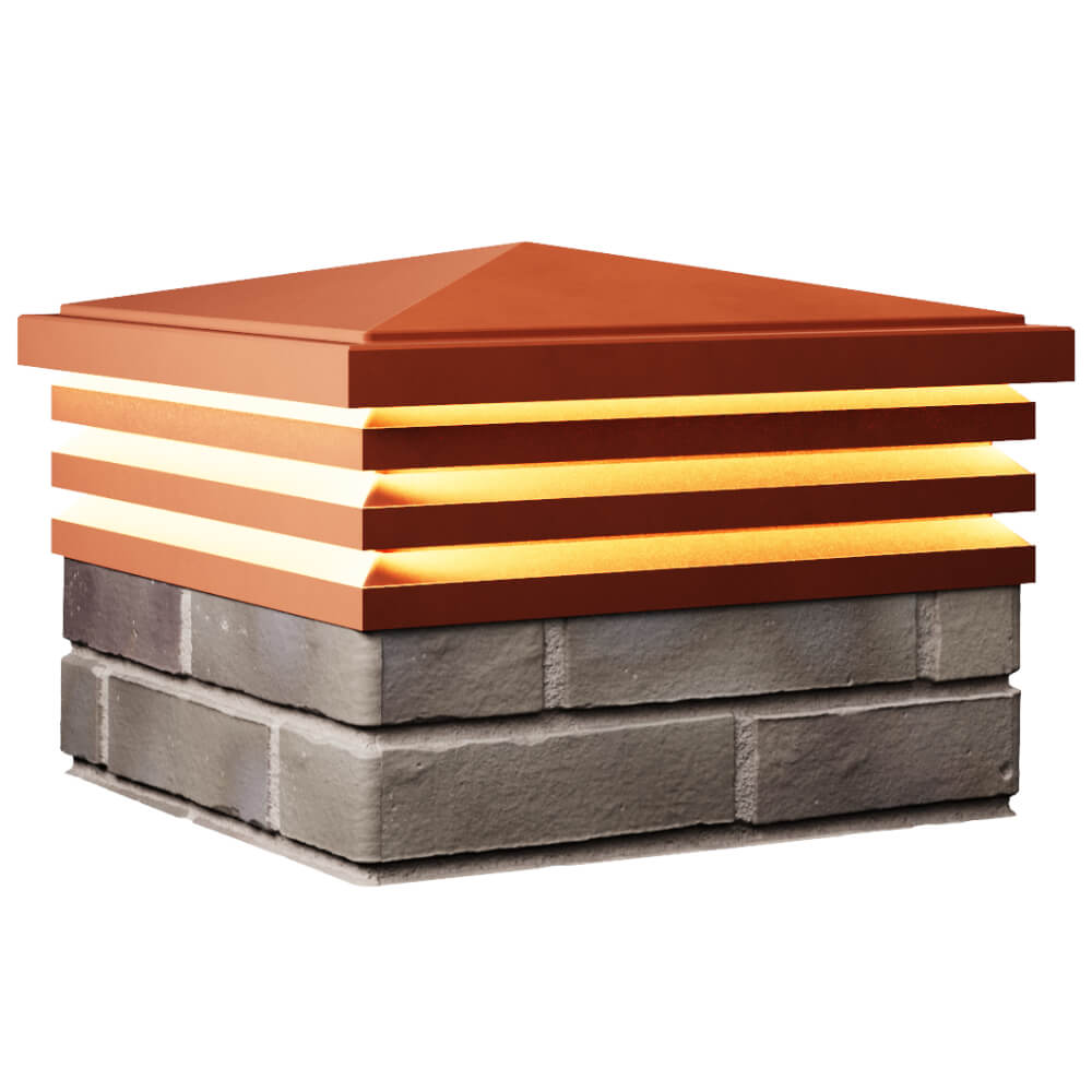 Колпак Zking Бона ХайТек Красный на столб 1.5х1.5 кирпича (385х385мм) с подсветкой в Сертолово фото