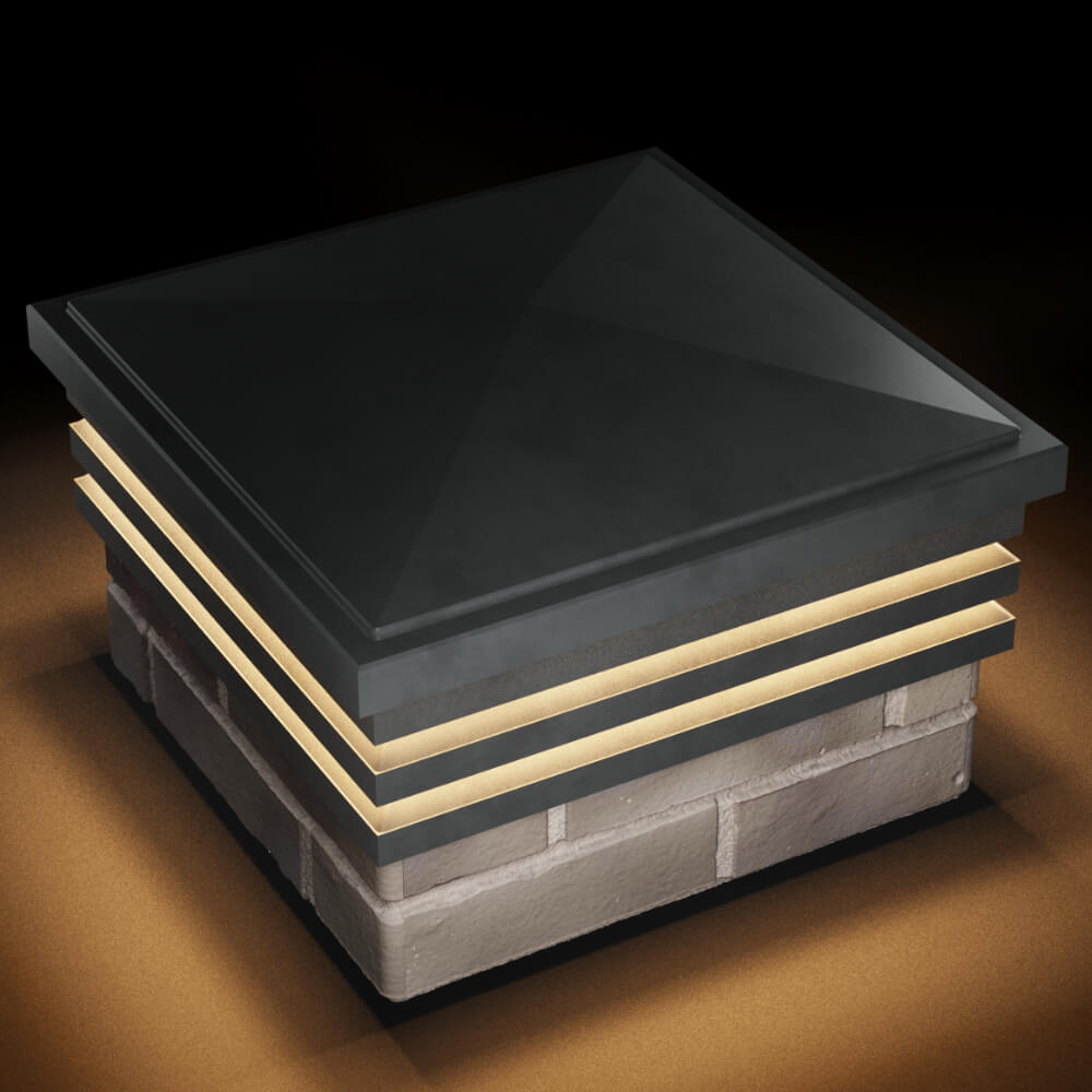 Колпак Zking Бона ХайТек Серый на столб 1.5х1.5 кирпича (385х385мм) с подсветкой в Сертолово фото