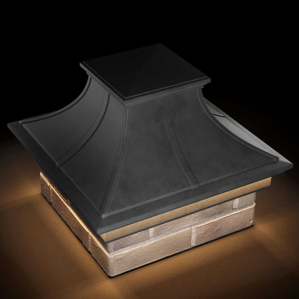 Колпак Zking Монблан Премиум Серый на столб 1.5х1.5 кирпича (385х385мм) с подсветкой в Сертолово фото