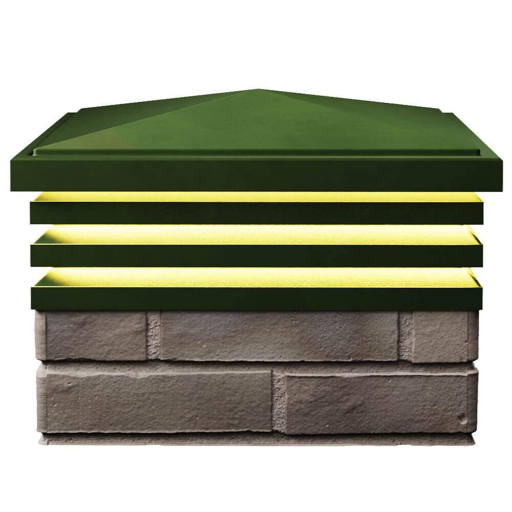 Колпак Zking Бона ХайТек Зеленый на столб 1.5х1.5 кирпича (385х385мм) с подсветкой в Сертолово фото