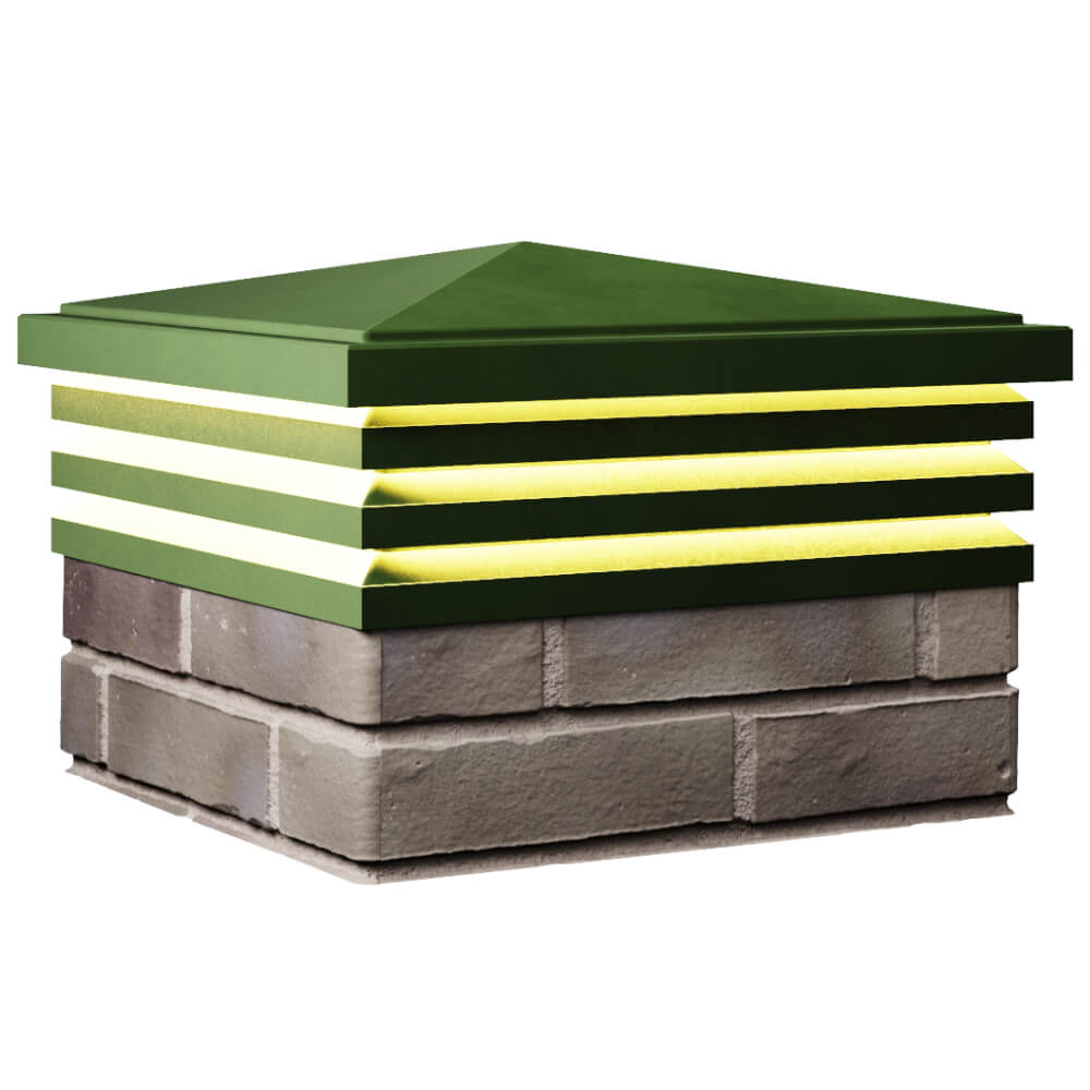 Колпак Zking Бона ХайТек Зеленый на столб 1.5х1.5 кирпича (385х385мм) с подсветкой в Сертолово фото