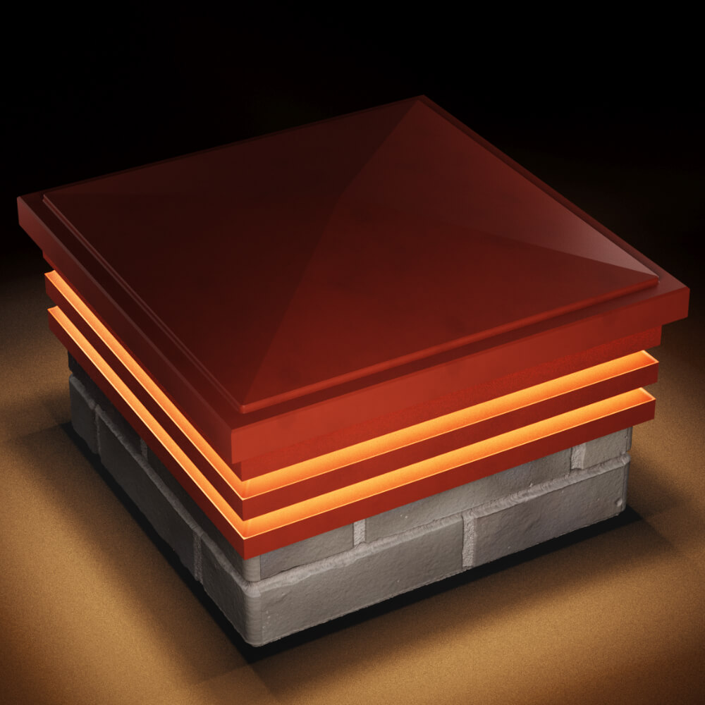 Колпак Zking Бона ХайТек Красный на столб 1.5х1.5 кирпича (385х385мм) с подсветкой в Сертолово фото