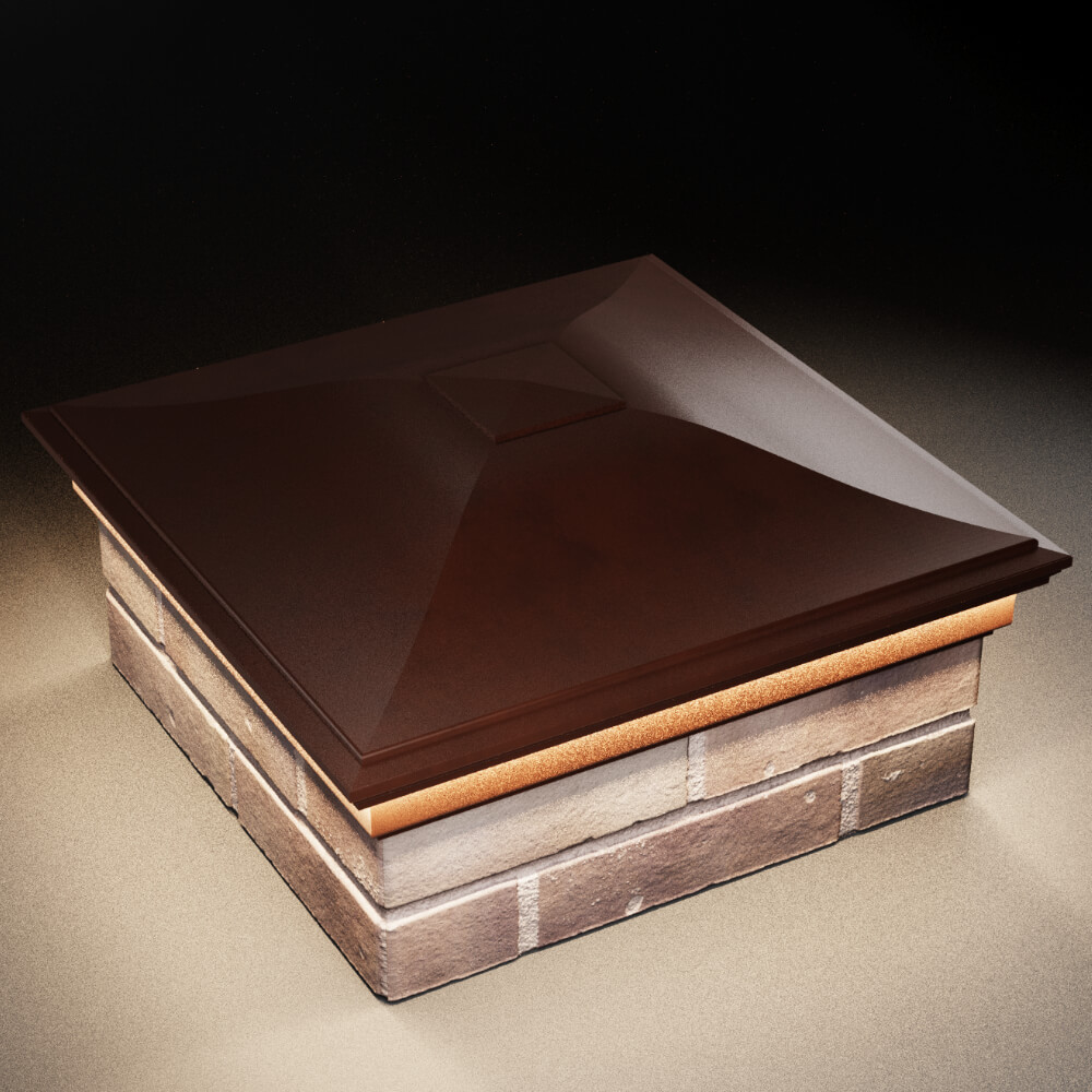 Колпак Zking Монблан Коричневый на столб 2х2 кирпича (515х515мм) c подсветкой в Сертолово фото