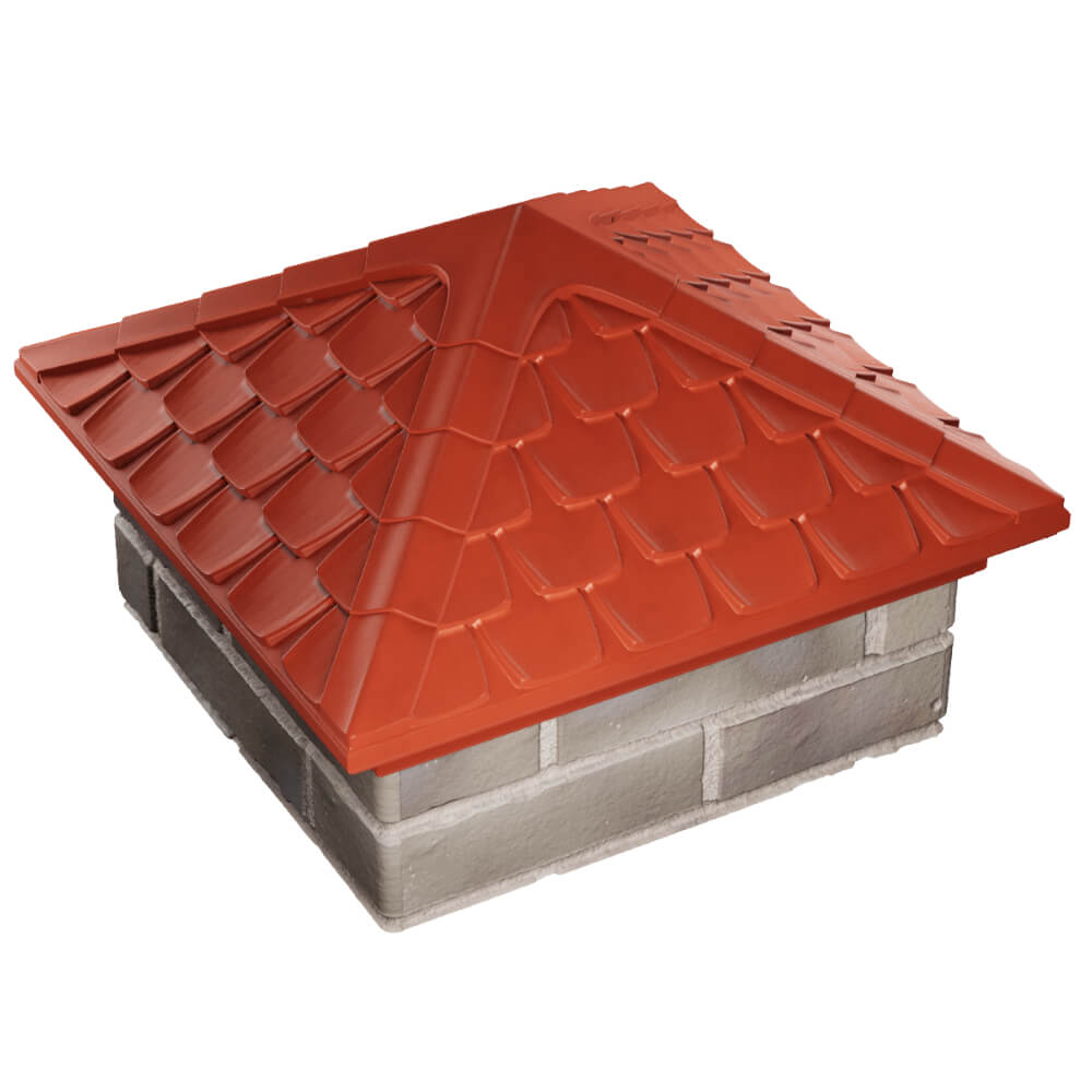 Колпак Zking Эльбрус Красный на столб 1.5х1.5 кирпича (385х385мм) в Сертолово фото