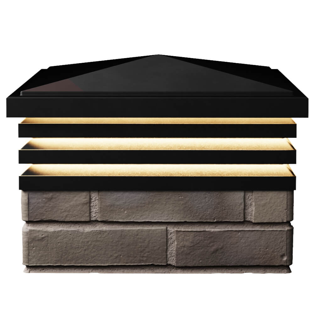 Колпак Zking Бона ХайТек Черный на столб 1.5х1.5 кирпича (385х385мм) с подсветкой в Сертолово фото