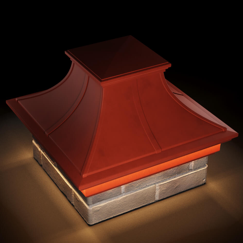 Колпак Zking Монблан Премиум Красный на столб 1.5х1.5 кирпича (385х385мм) с подсветкой в Сертолово фото