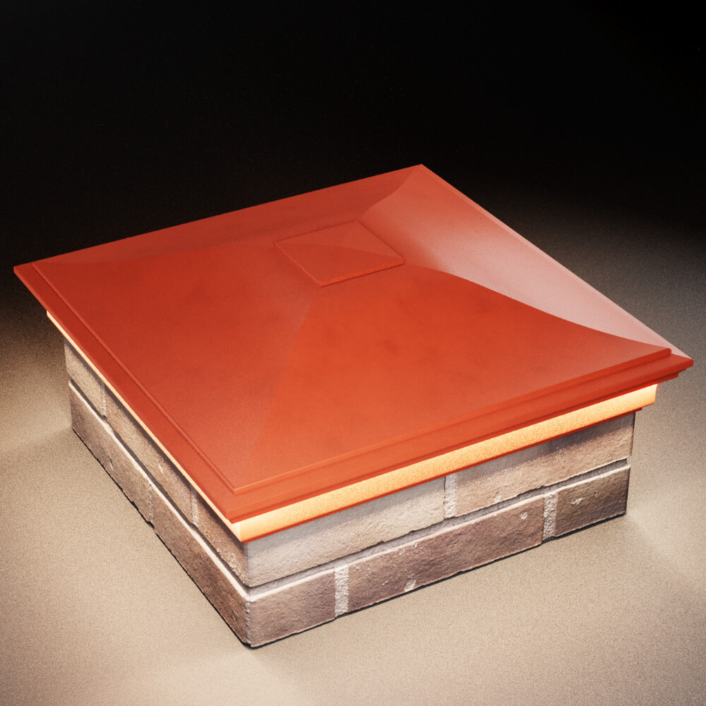 Колпак Zking Монблан Красный на столб 2х2 кирпича (515х515мм) c подсветкой в Сертолово фото