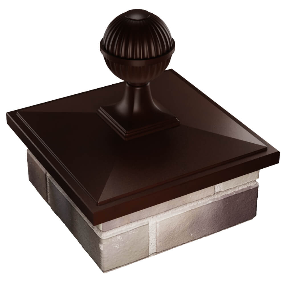Колпак Zking БонаМоно Коричневый с шаром на столб 1.5х1.5 кирпича (385х385, 400х400мм) в сборе в Сертолово фото