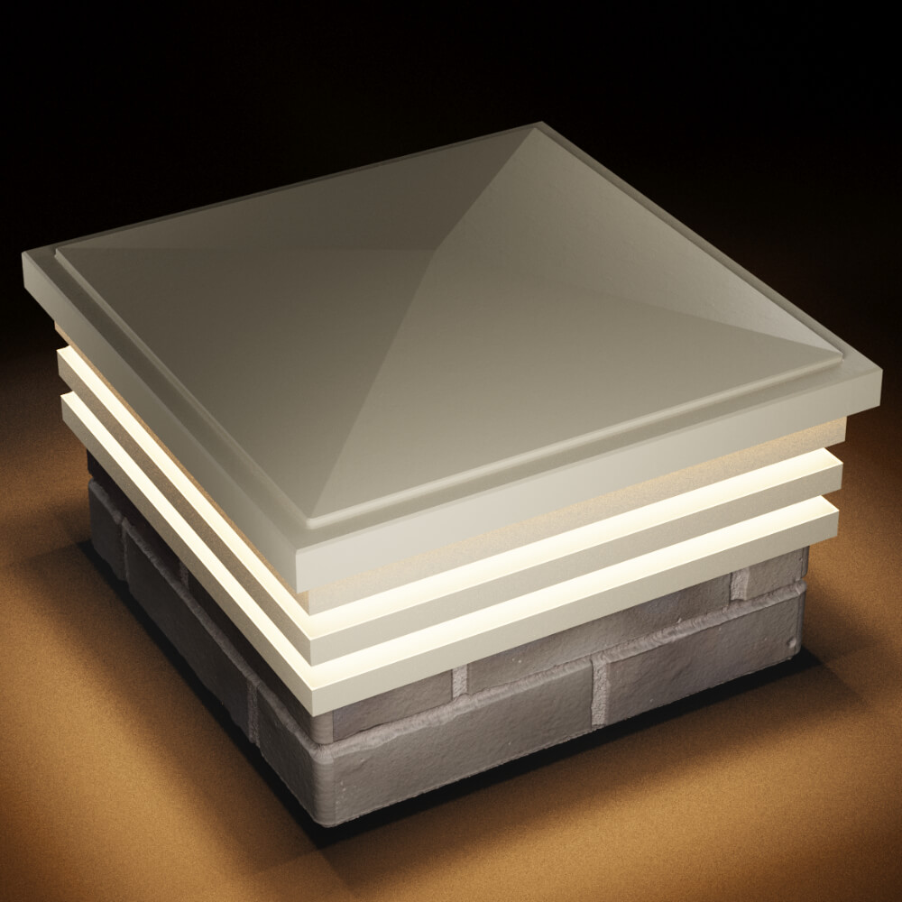 Колпак Zking Бона ХайТек Бежевый на столб 1.5х1.5 кирпича (385х385мм) с подсветкой в Сертолово фото