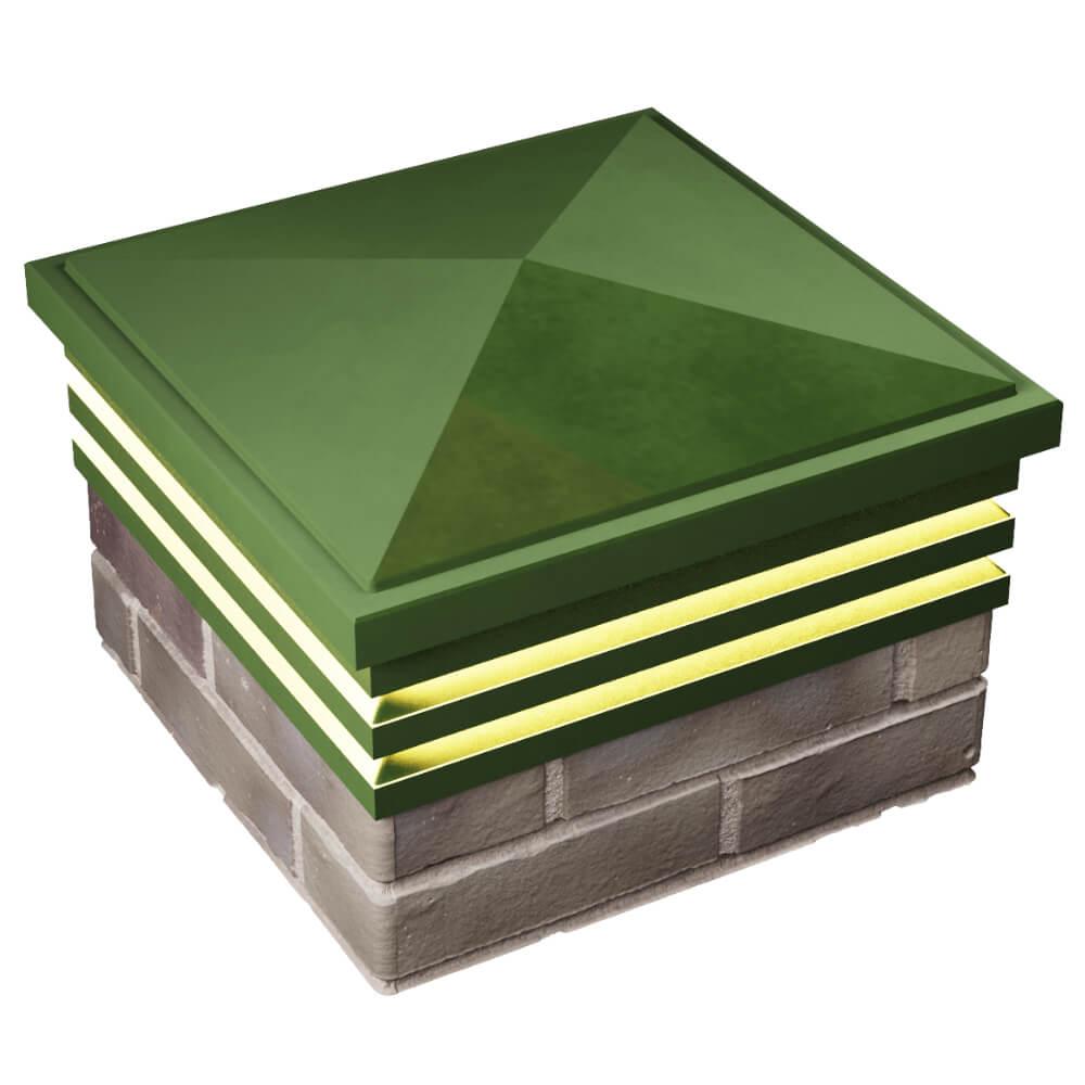 Колпак Zking Бона ХайТек Зеленый на столб 1.5х1.5 кирпича (385х385мм) с подсветкой в Сертолово фото