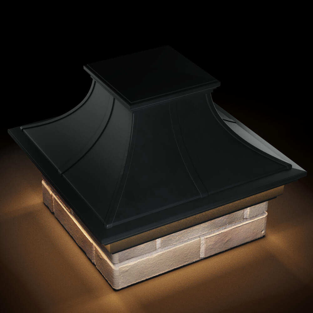 Колпак Zking Монблан Премиум Черный на столб 1.5х1.5 кирпича (385х385мм) с подсветкой в Сертолово фото