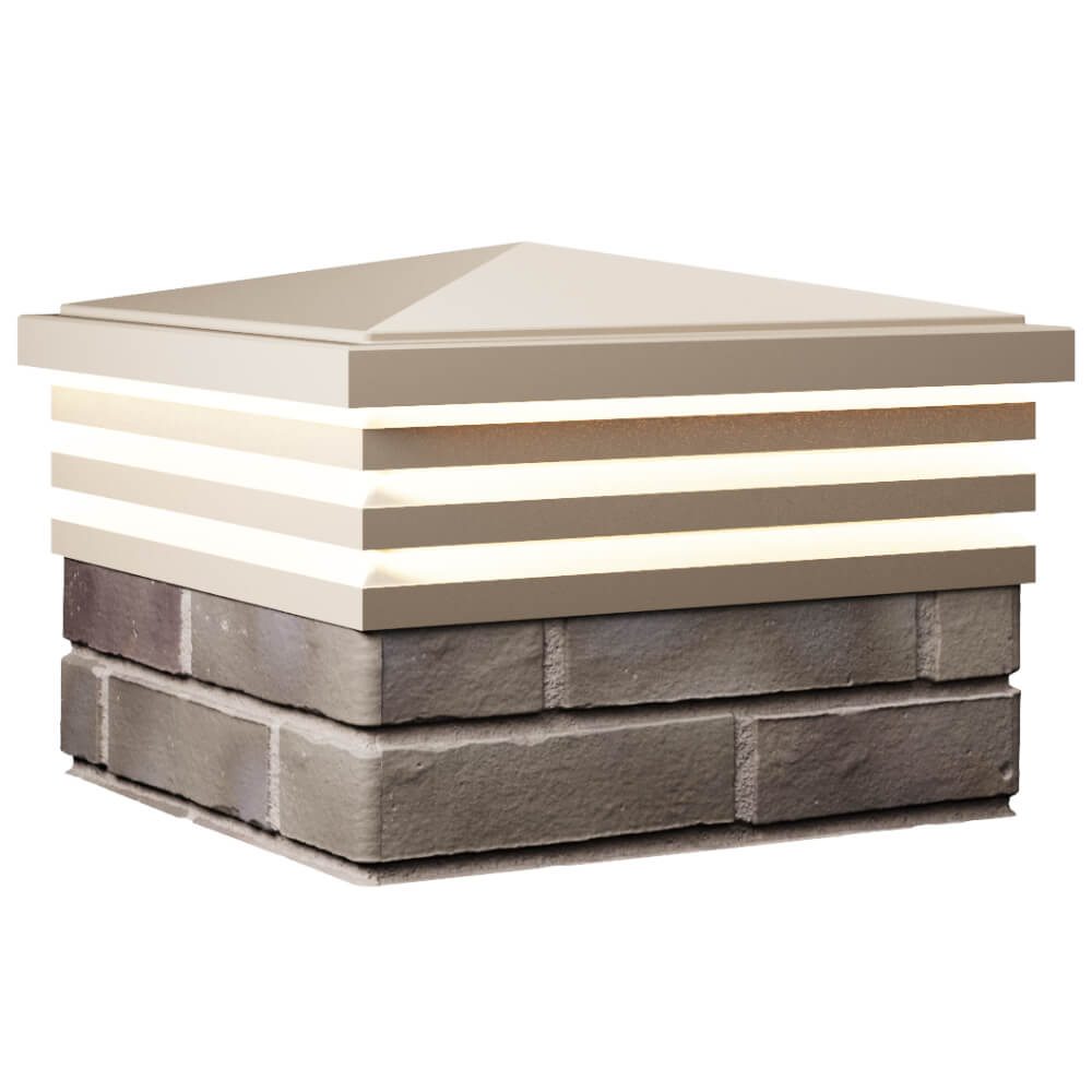 Колпак Zking Бона ХайТек Бежевый на столб 1.5х1.5 кирпича (385х385мм) с подсветкой в Сертолово фото