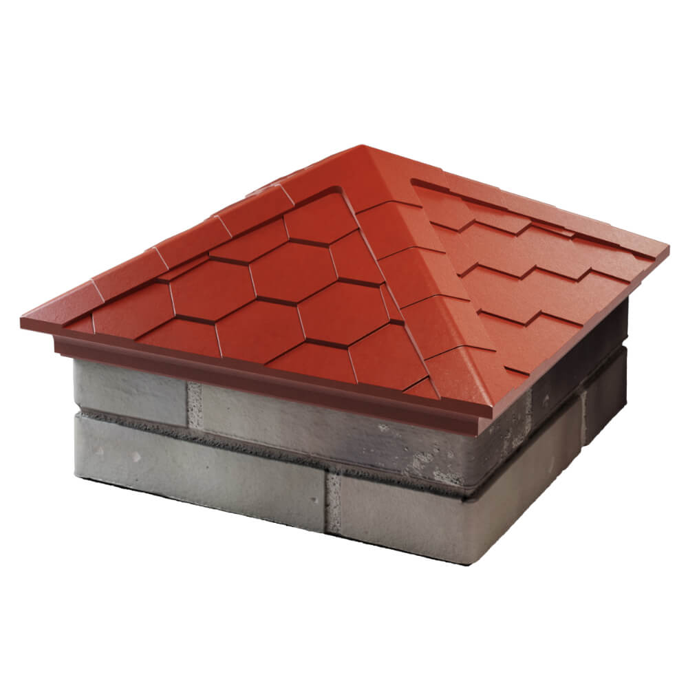 Колпак Zking Эверест Красный на столб 1.5х1.5 кирпича (390х390мм) в Сертолово фото