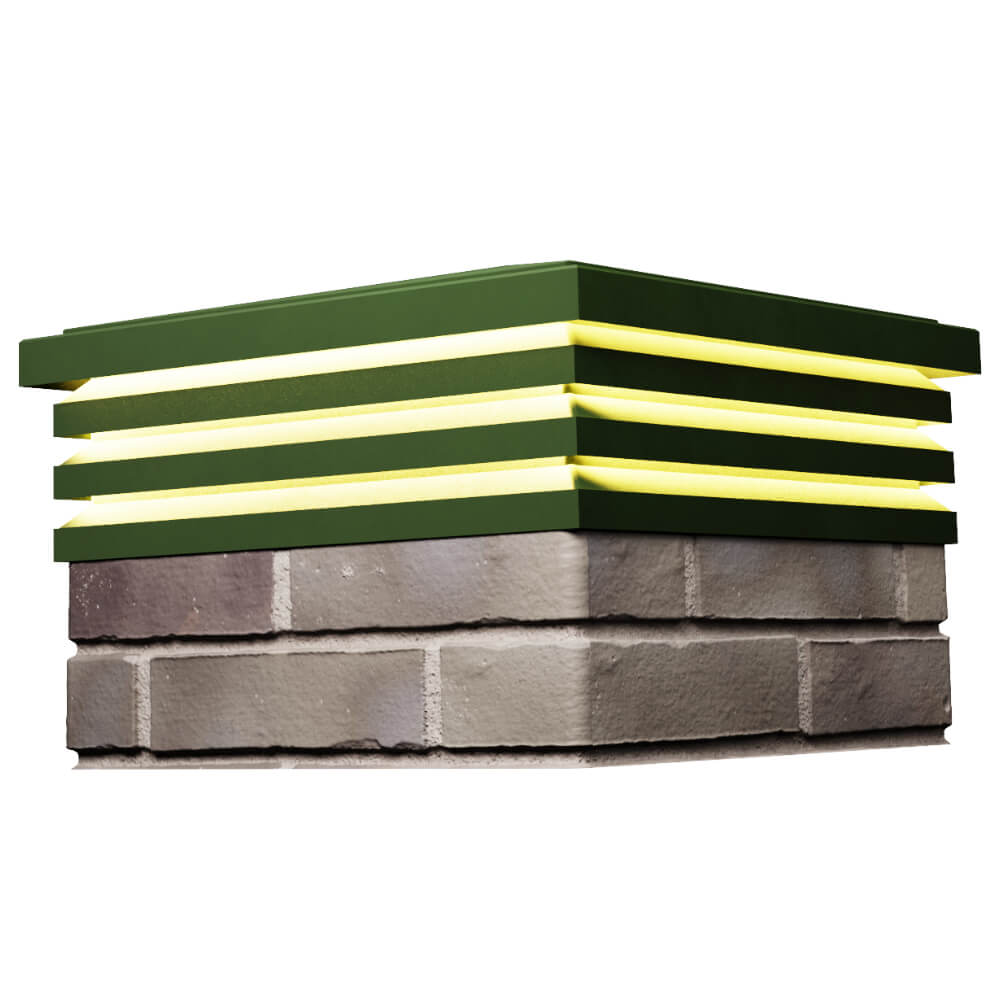 Колпак Zking Бона ХайТек Зеленый на столб 1.5х1.5 кирпича (385х385мм) с подсветкой в Сертолово фото