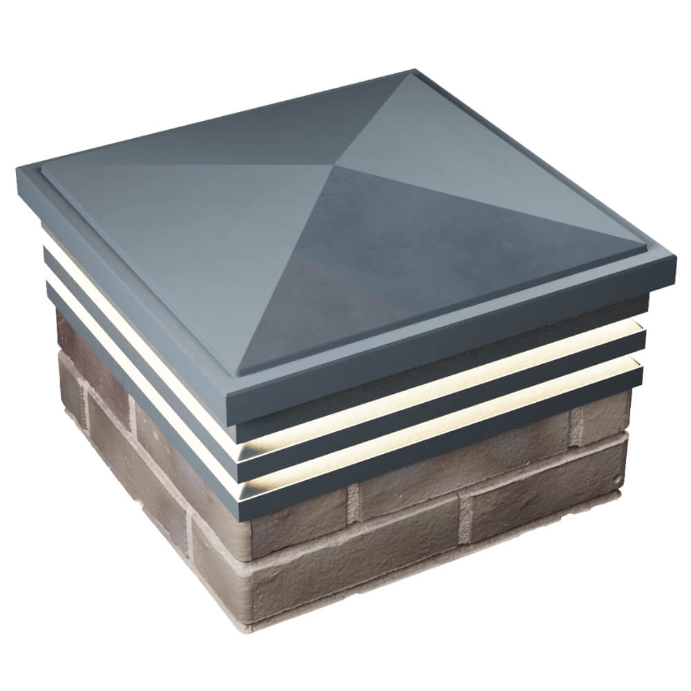 Колпак Zking Бона ХайТек Серый на столб 1.5х1.5 кирпича (385х385мм) с подсветкой в Сертолово фото