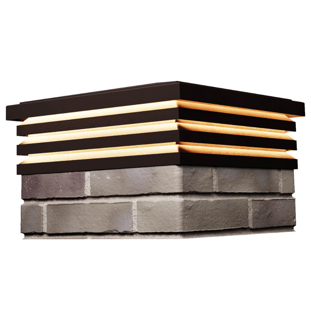 Колпак Zking Бона ХайТек Коричневый на столб 1.5х1.5 кирпича (385х385мм) с подсветкой в Сертолово фото