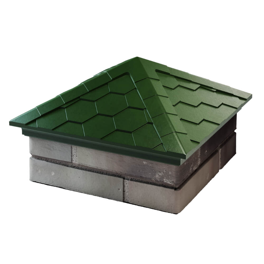 Колпак Zking Эверест Зеленый на столб 1.5х1.5 кирпича (390х390мм) в Сертолово фото