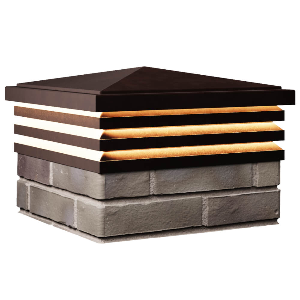 Колпак Zking Бона ХайТек Коричневый на столб 1.5х1.5 кирпича (385х385мм) с подсветкой в Сертолово фото