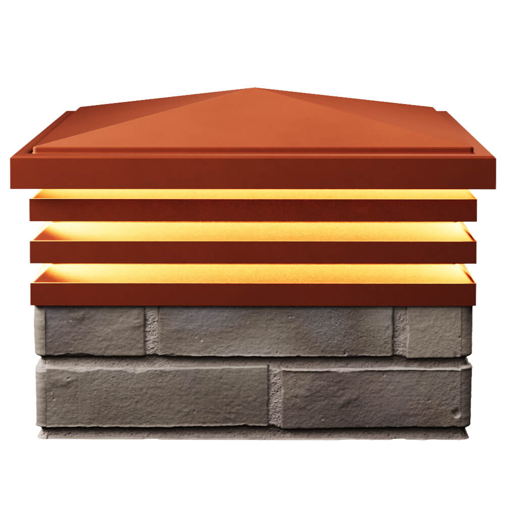 Колпак Zking Бона ХайТек Красный на столб 1.5х1.5 кирпича (385х385мм) с подсветкой в Сертолово фото