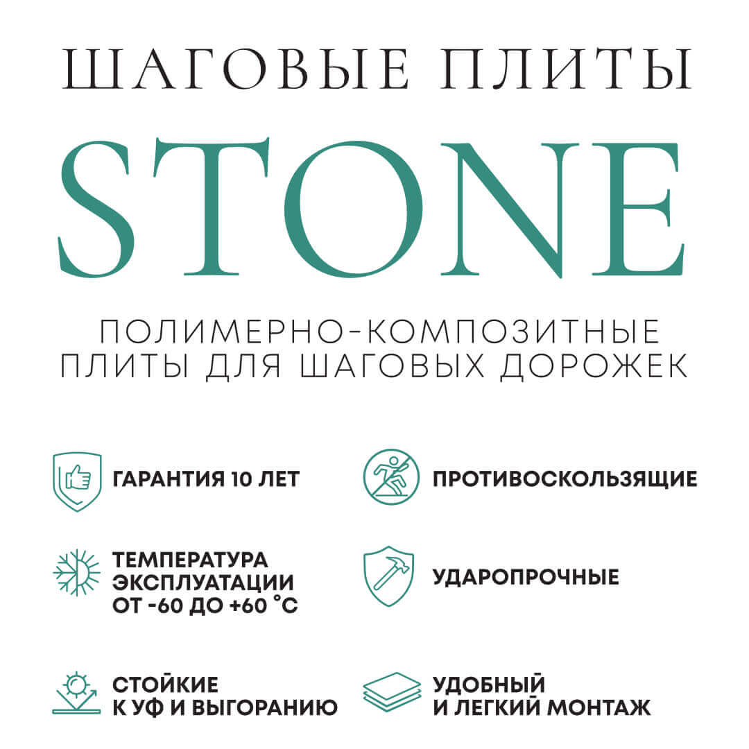 Шаговая плита STONE Светлая Галька 990х990х55мм в Сертолово фото
