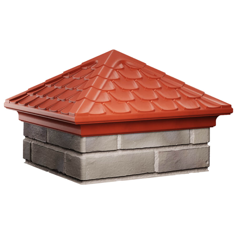 Колпак Zking Эльбрус Красный на столб 1.5х1.5 кирпича (385х385мм) в Сертолово фото