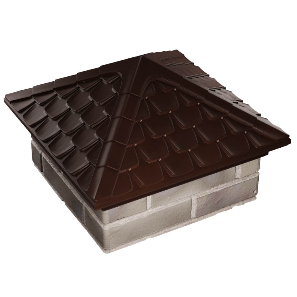 Колпак Zking Эльбрус Коричневый на столб 1.5х1.5 кирпича (385х385мм) в Сертолово фото