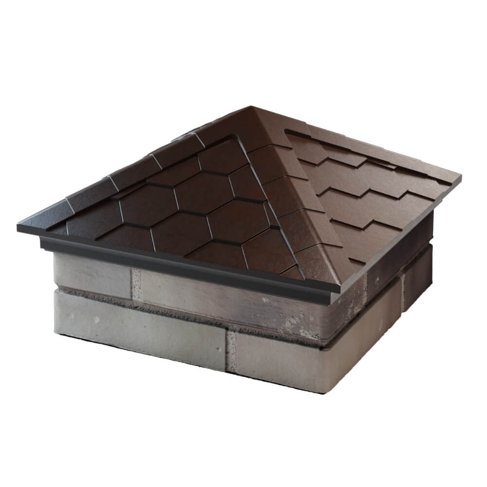Колпак Zking Эверест Коричневый на столб 1.5х1.5 кирпича (390х390мм) в Сертолово фото