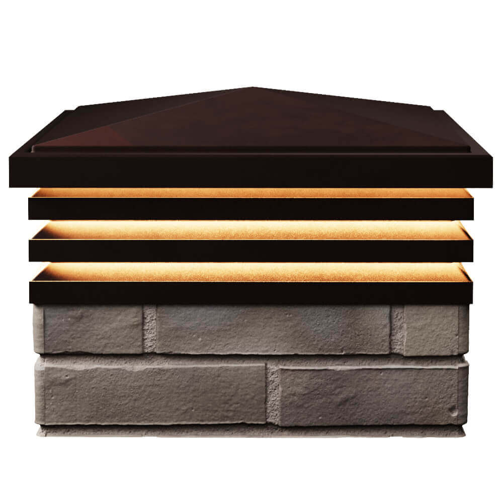 Колпак Zking Бона ХайТек Коричневый на столб 1.5х1.5 кирпича (385х385мм) с подсветкой в Сертолово фото